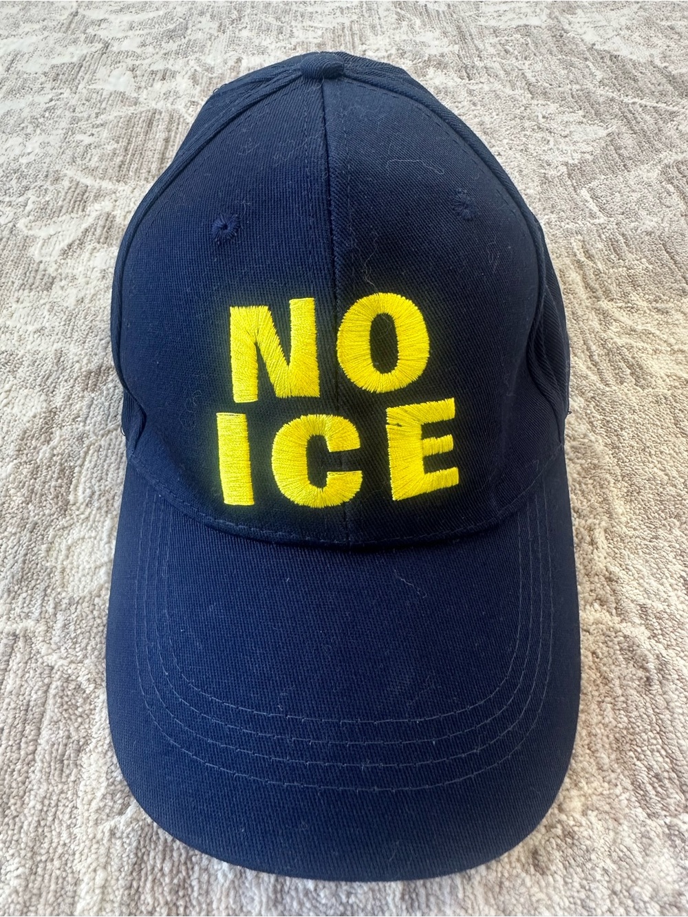 NO ICE Abolish Ice Navy Blue Yellow Embroidery Unisex Baseball Cap Hat